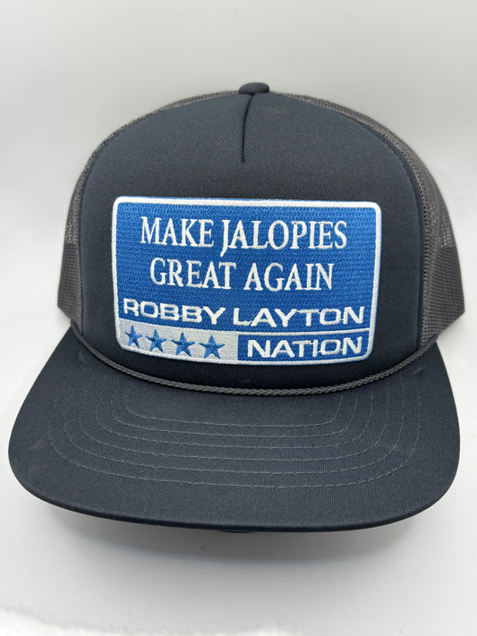 Grey Make Jalopies Great Again Hat, Blue Patch