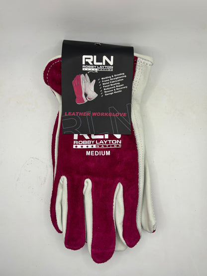 ALL NEW Robby Layton Premium Leather Work Glove! PINK