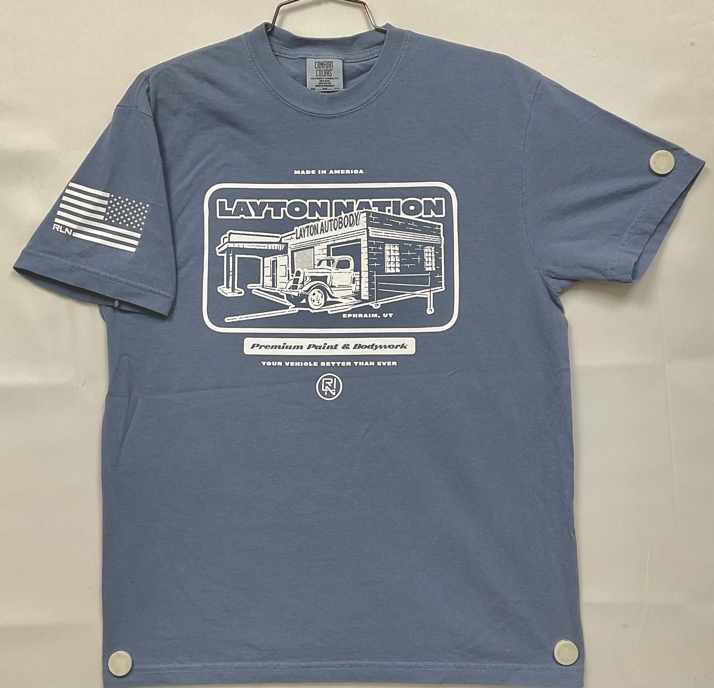 RLN OLD SCHOOL SHOP TEE BLUE JEAN