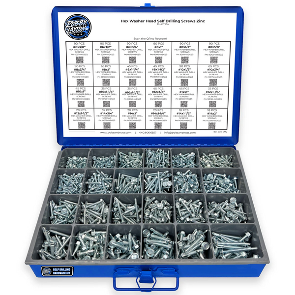 Inch Hex Washer Head Self Drilling Screws Assortment - 1312 Piece