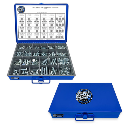 Metric Class 10.9 Coarse Thread Hex Bolt, Nut & Washer Assortment - 595 Piece