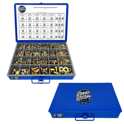 Inch Grade 8 Coarse Thread Hex Bolt, Nut & Washer Assortment - 595 Piece